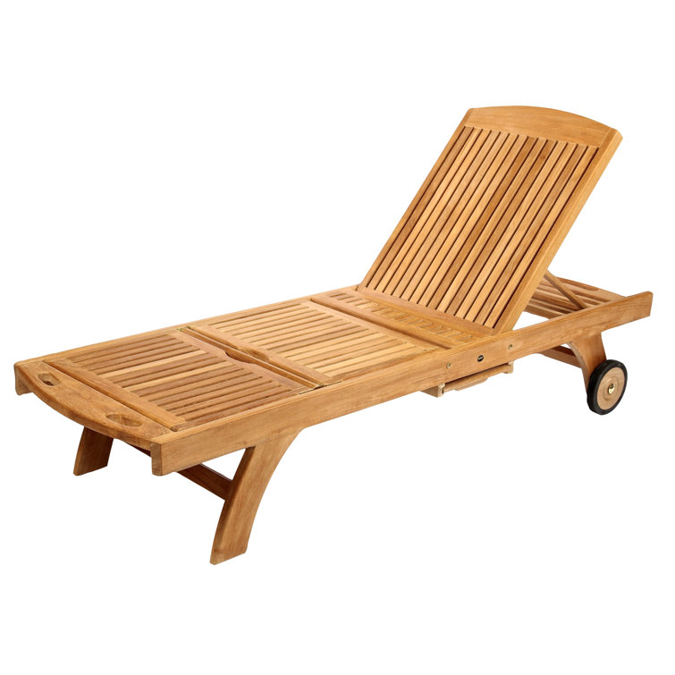 Adjustable Teak Armless Outdoor Chaise Lounger