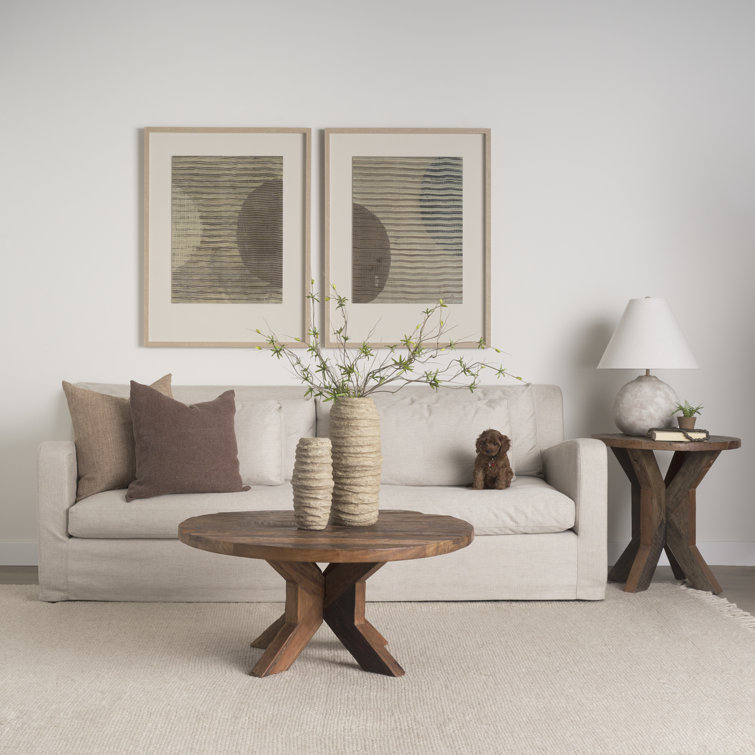 Provence Round Brown Solid Wood End Table