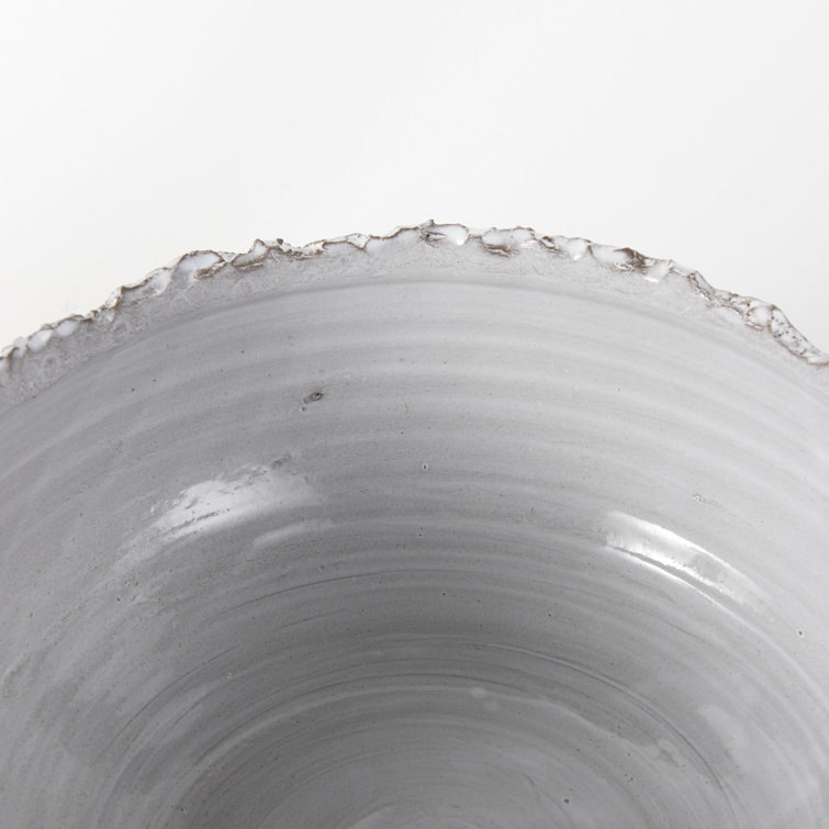 Larsen White and Gray Handcrafted Ceramic Decorative Bowl