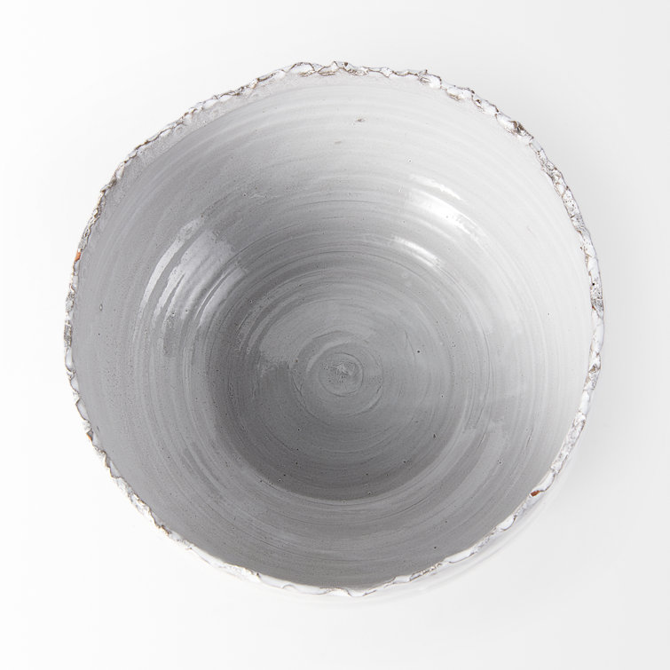 Larsen White and Gray Handcrafted Ceramic Decorative Bowl