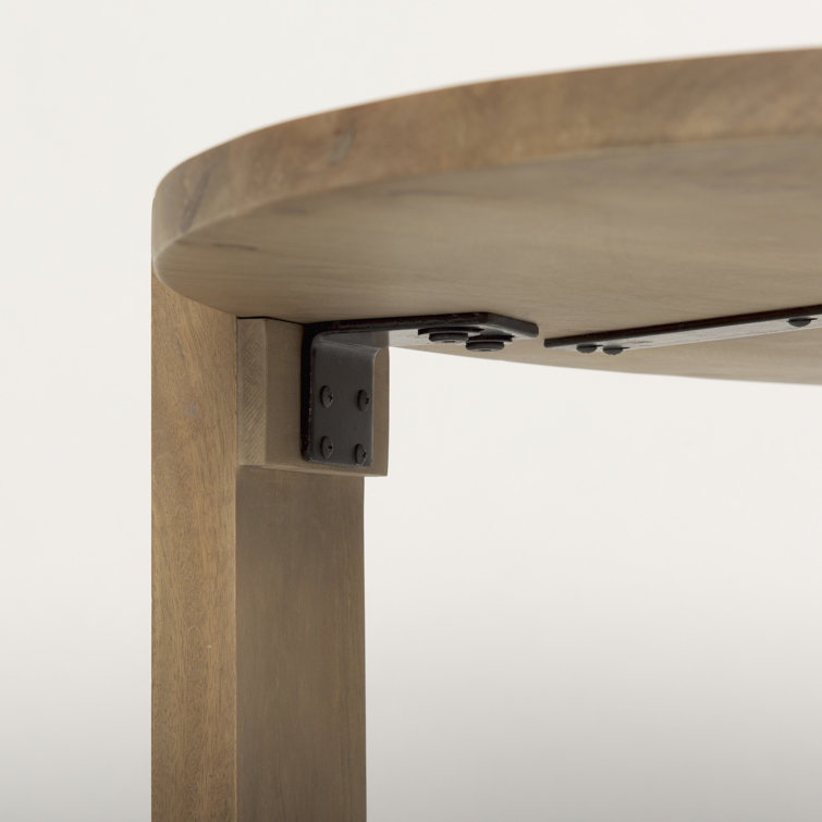 Light Brown Mango Wood Oval Coffee Table