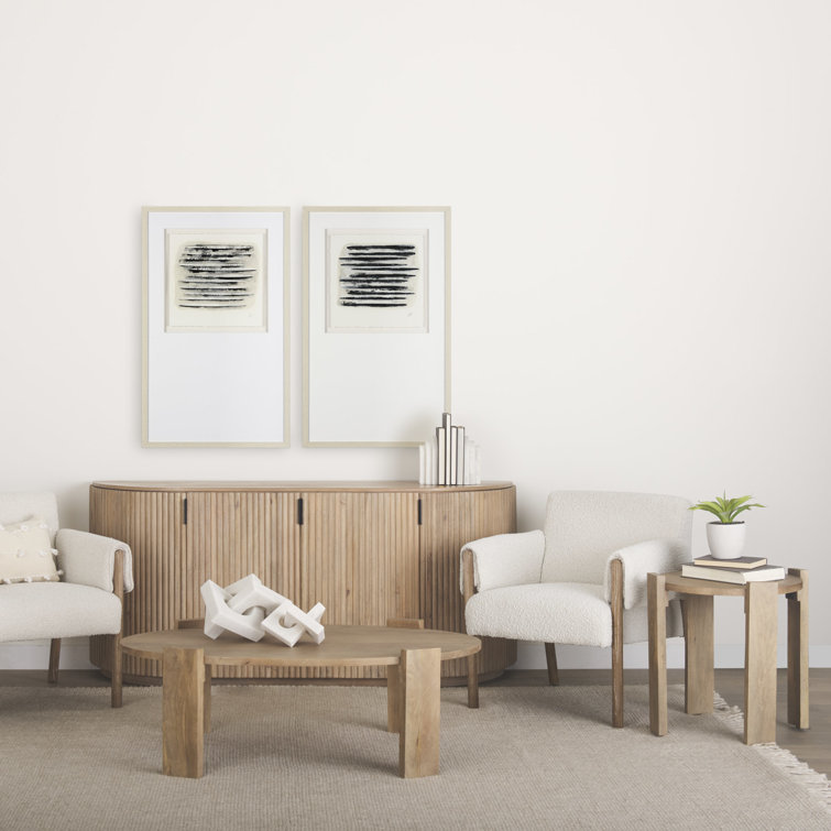 Light Brown Mango Wood Oval Coffee Table