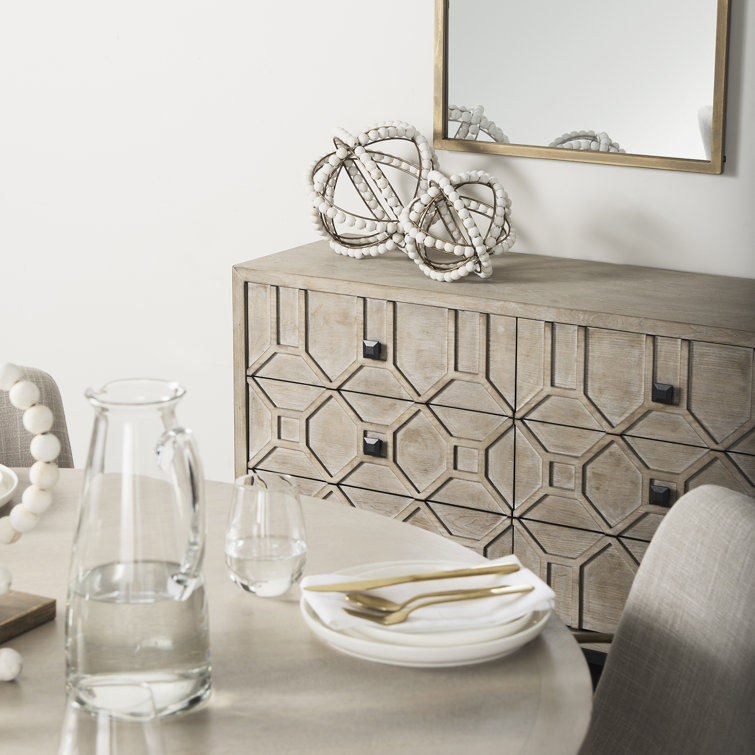 Genevieve II Light Brown 70'' Solid Wood 9-Drawer Sideboard