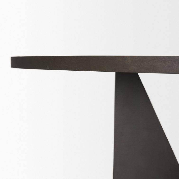 60'' Dark Brown Solid Wood Round Pedestal Dining Table
