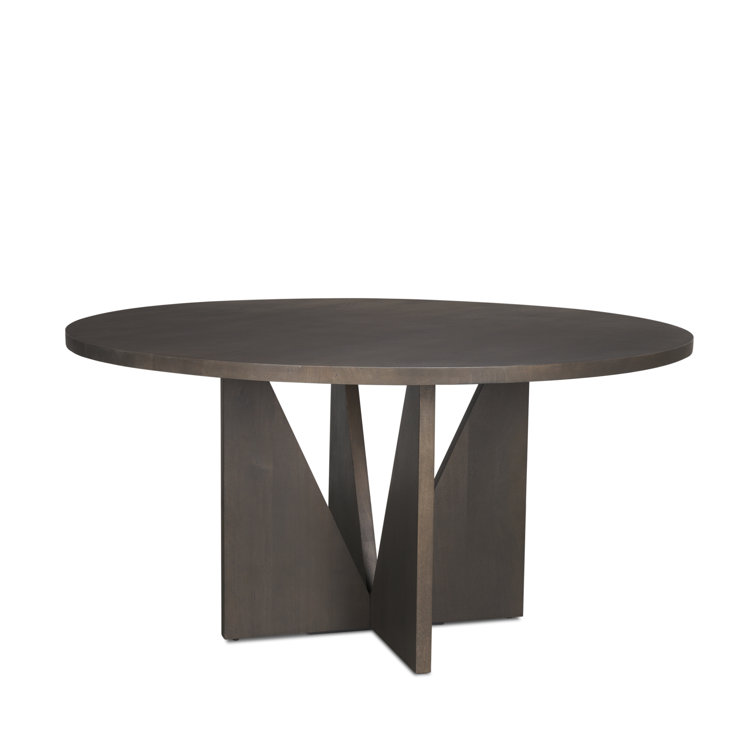 60'' Dark Brown Solid Wood Round Pedestal Dining Table
