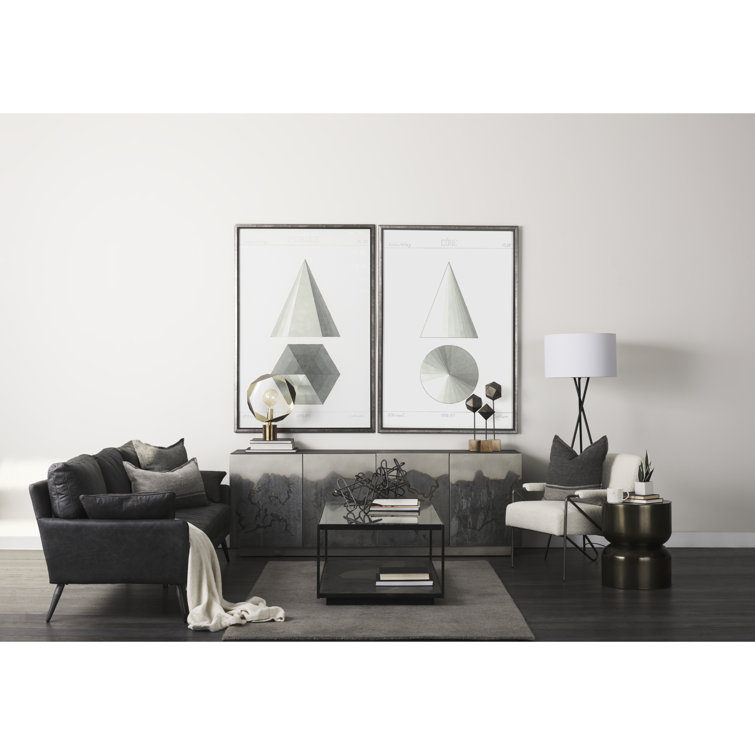 Cochrane Antique Ebony Black Leather 82" Three-Seater Sofa