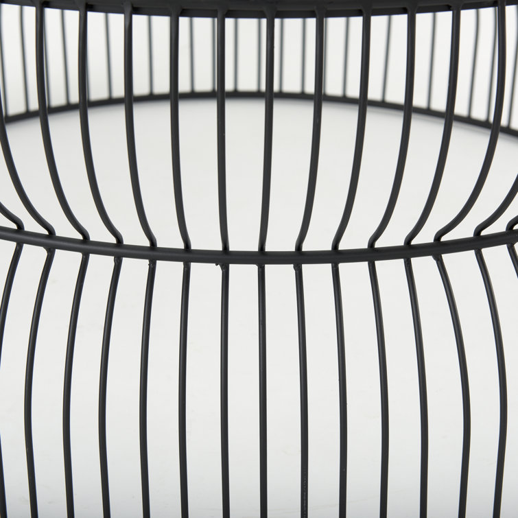 Round Black Iron Cage Coffee Table with Glass Top