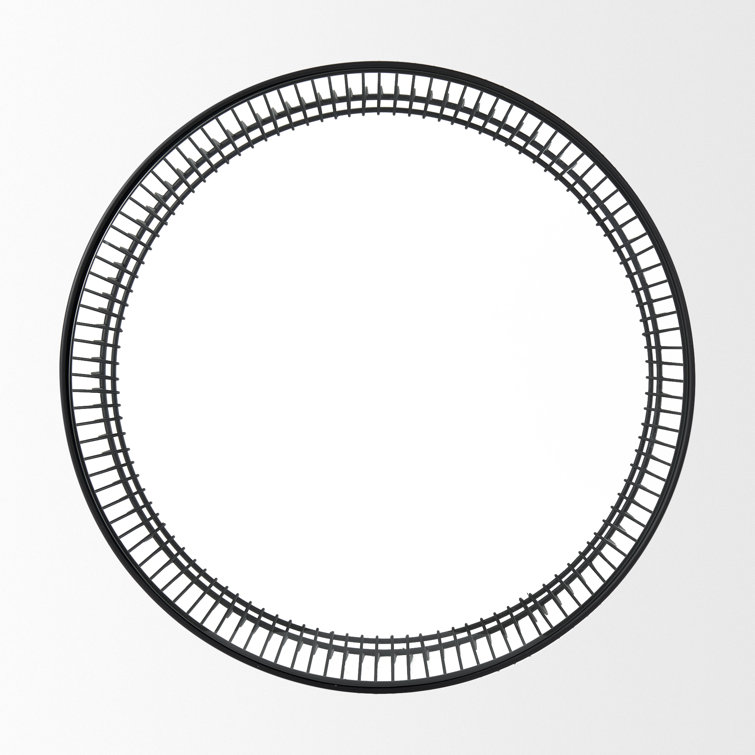 Round Black Iron Cage Coffee Table with Glass Top