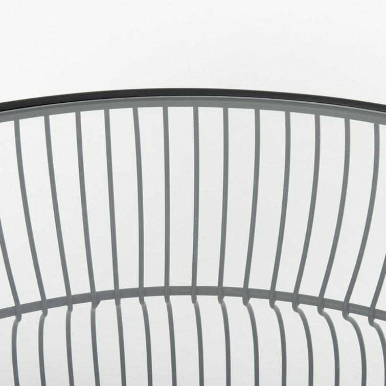 Round Black Iron Cage Coffee Table with Glass Top