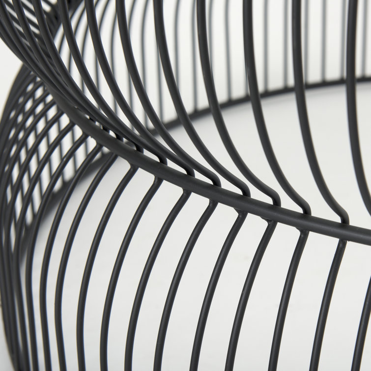Round Black Iron Cage Coffee Table with Glass Top