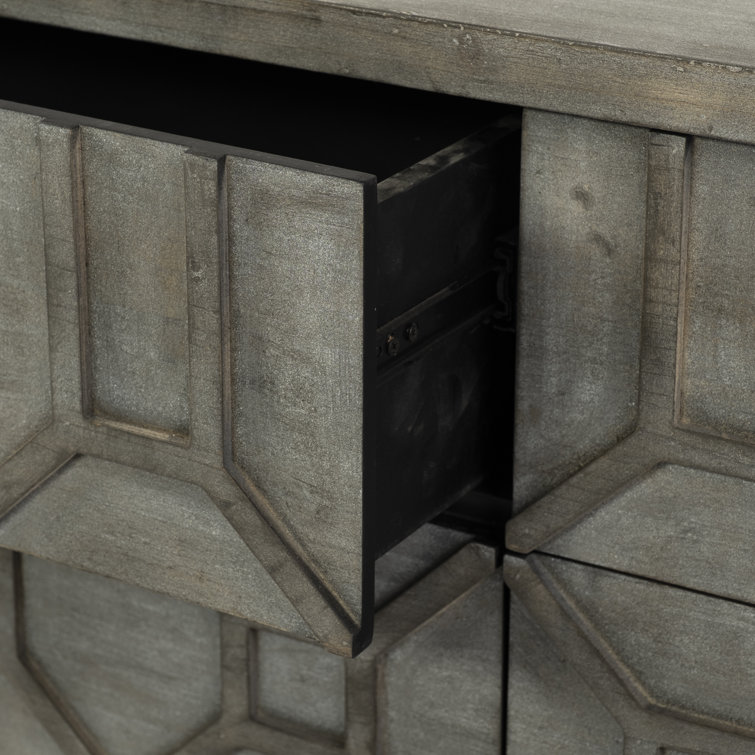 Dezi 70'' Natural Wood Farmhouse Sideboard with Brass Accents