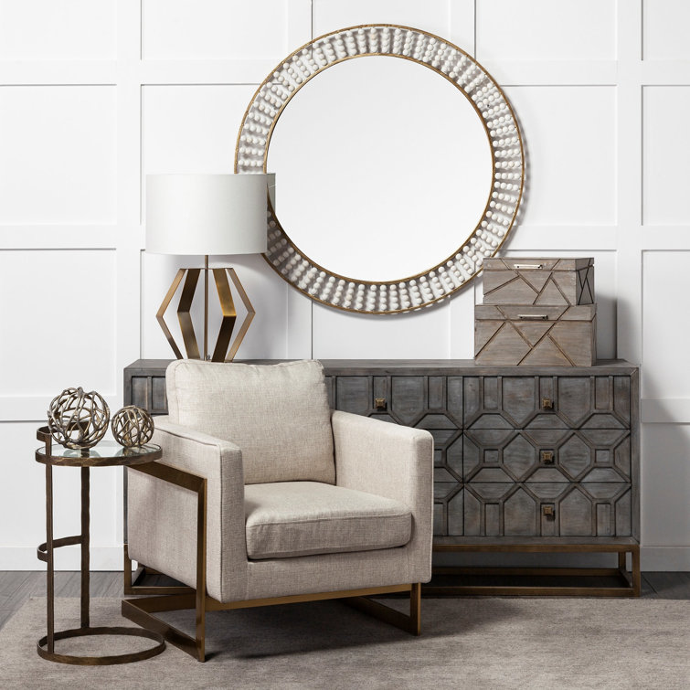 Dezi 70'' Natural Wood Farmhouse Sideboard with Brass Accents