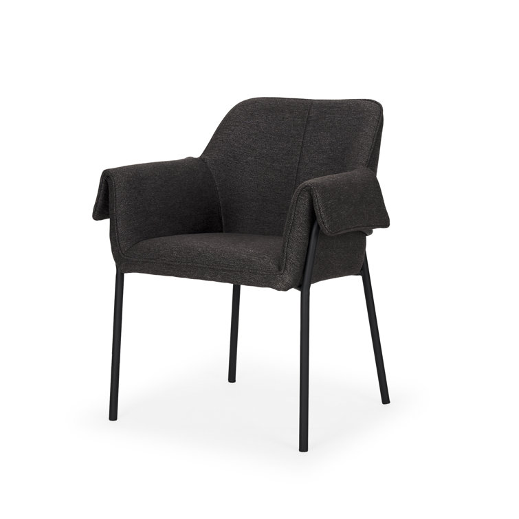 Gray Upholstered Metal Frame Arm Chair