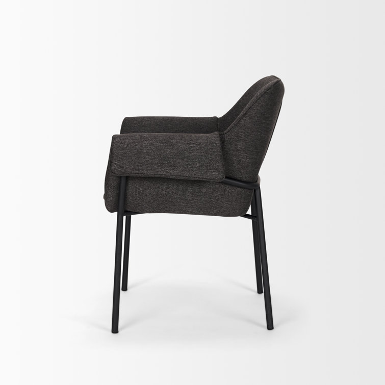 Gray Upholstered Metal Frame Arm Chair