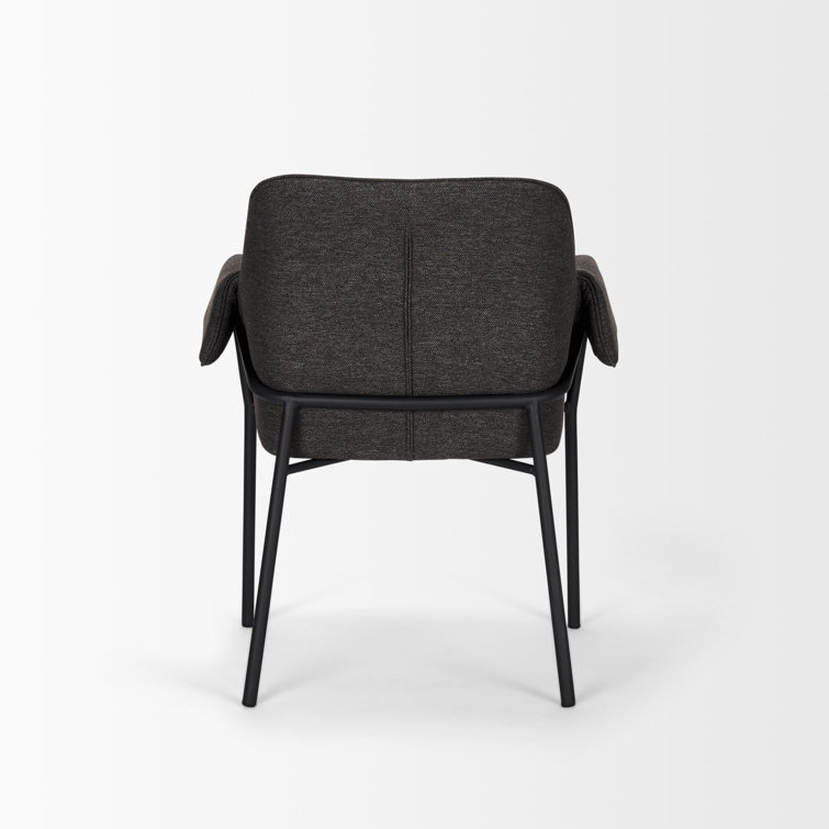 Gray Upholstered Metal Frame Arm Chair
