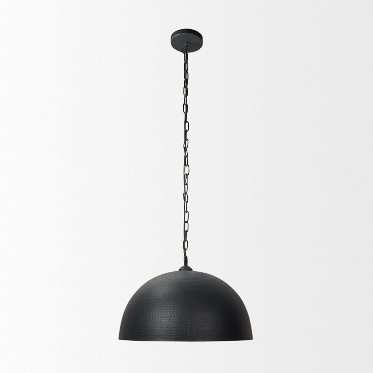 Karina 24" Matte Black and Brass Dome Pendant Light