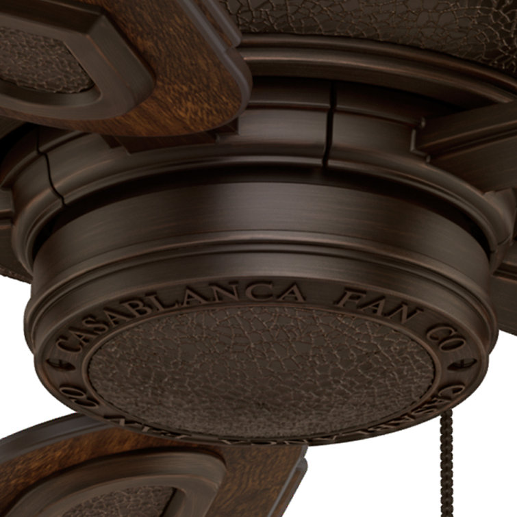 Heritage 60" Brushed Cocoa Ceiling Fan with Carved Featherwood Blades