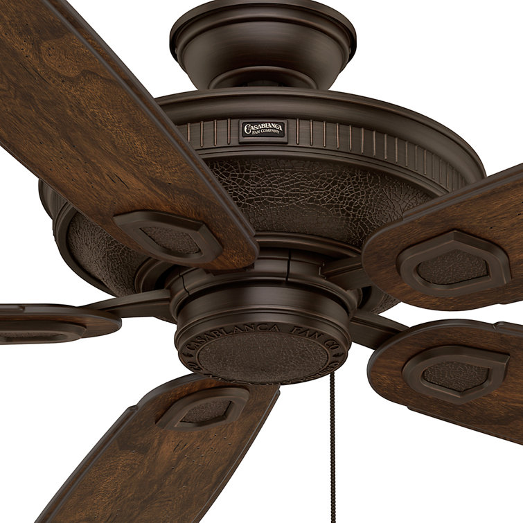 Heritage 60" Brushed Cocoa Ceiling Fan with Carved Featherwood Blades