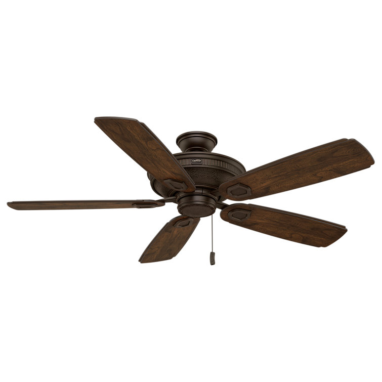 Heritage 60" Brushed Cocoa Ceiling Fan with Carved Featherwood Blades