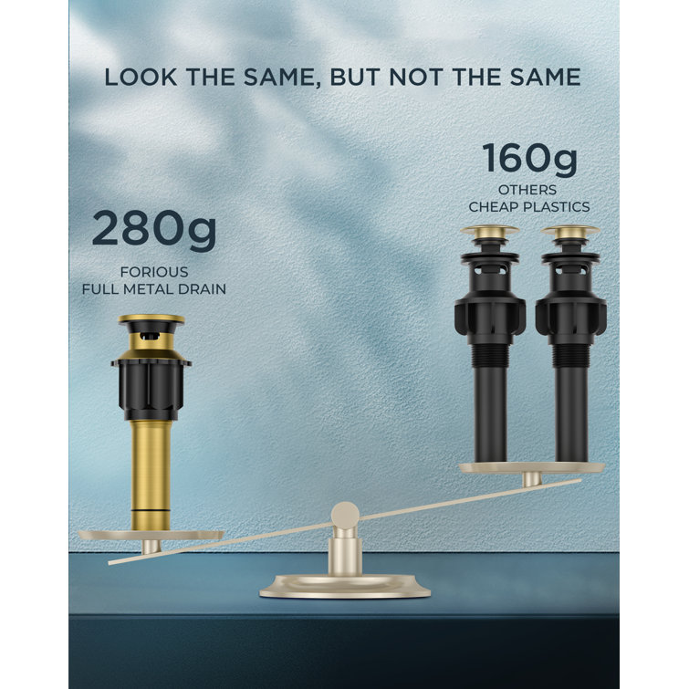 Brushed Gold Modern Centerset Bathroom Faucet with Drain Assembly