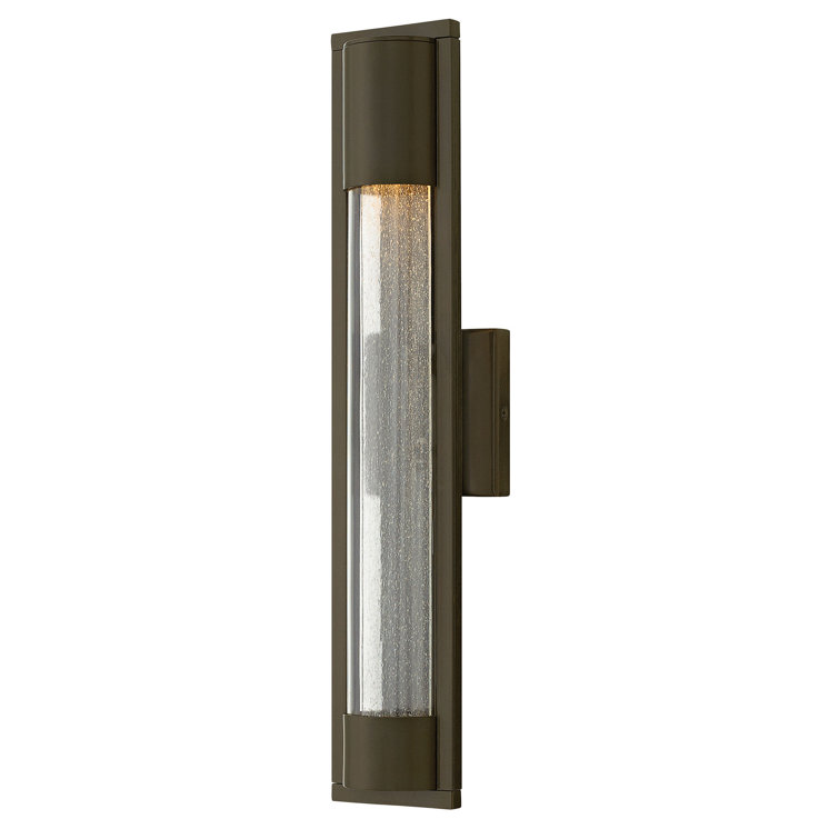 Bronze 22" Dimmable Outdoor Wall Sconce with Seeded Glass