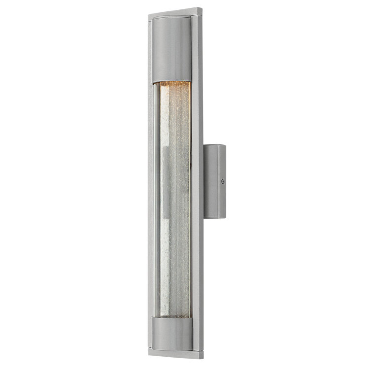 Sleek Satin Black Outdoor Wall Sconce with Seedy Glass