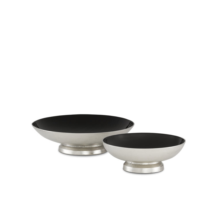 Varu Black and Silver Cast Aluminum Decorative Bowl Set