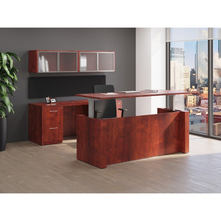 Essentials Cherry Laminate 72" Adjustable Sit-to-Stand Desk