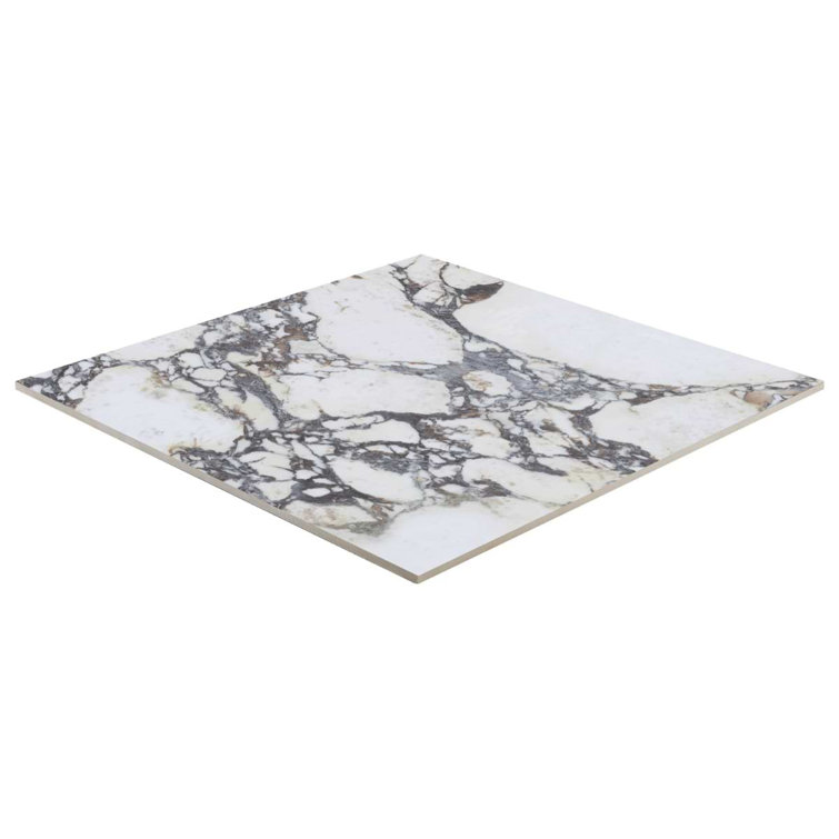 Signature 48x48 White Marble Look Satin Porcelain Tile