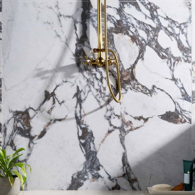 Signature 48x48 White Marble Look Satin Porcelain Tile