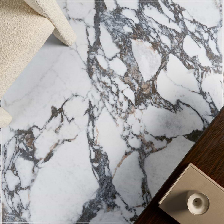 Signature 48x48 White Marble Look Satin Porcelain Tile