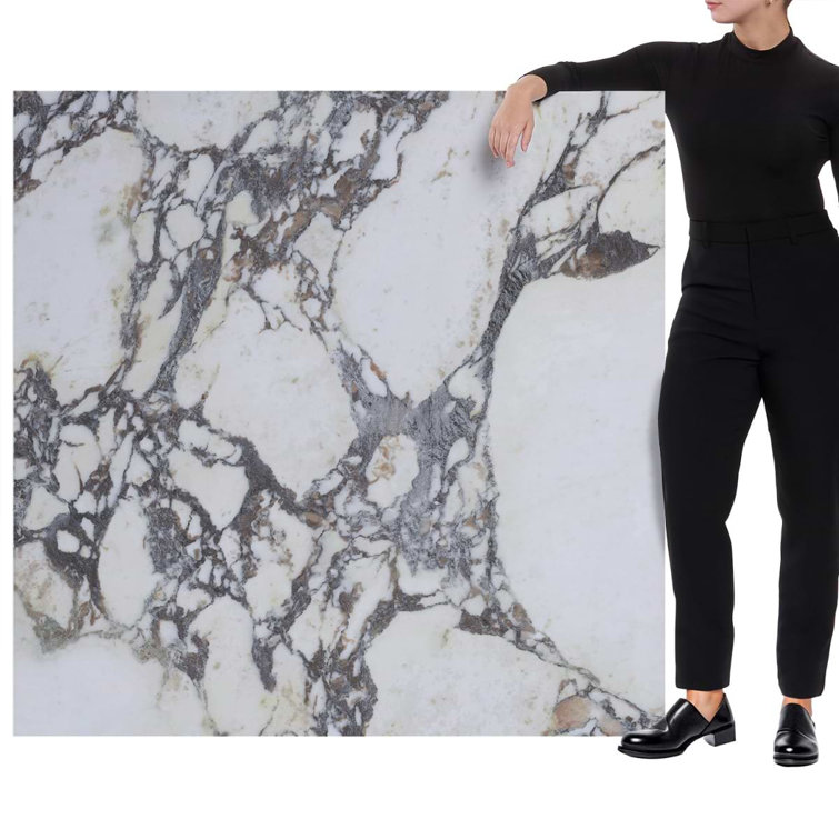 Signature 48x48 White Marble Look Satin Porcelain Tile