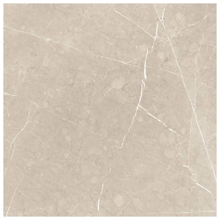 Cream Marble Look Satin Porcelain Large Format Tile