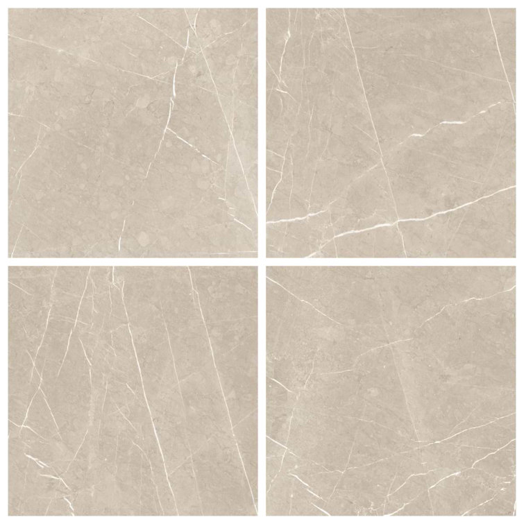 Cream Marble Look Satin Porcelain Large Format Tile