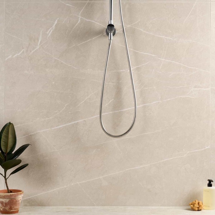 Cream Marble Look Satin Porcelain Large Format Tile