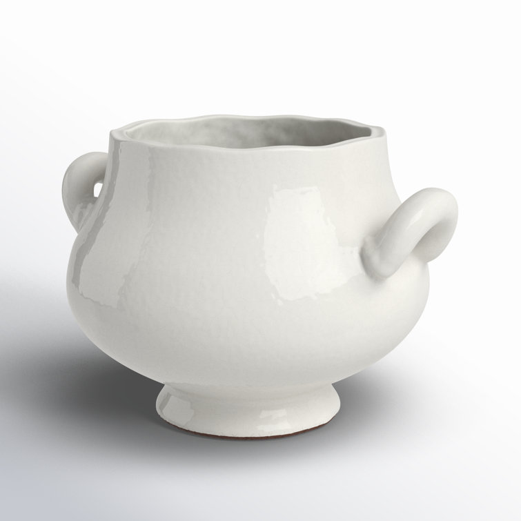 Small White Ceramic Footed Cachepot Planter