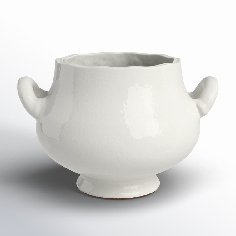 Small White Ceramic Footed Cachepot Planter
