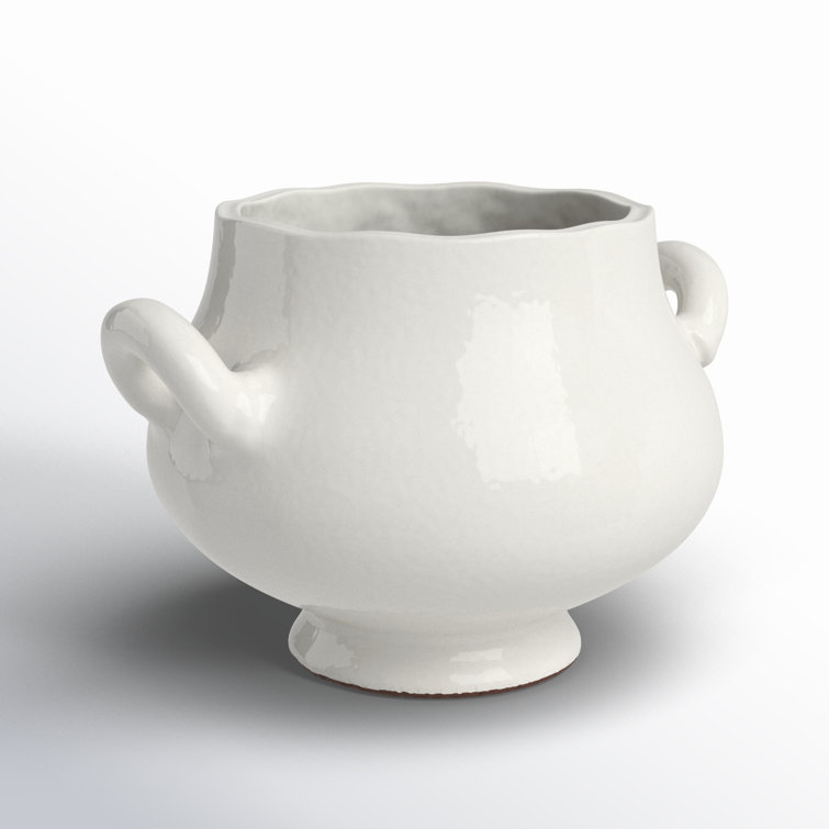 Small White Ceramic Footed Cachepot Planter