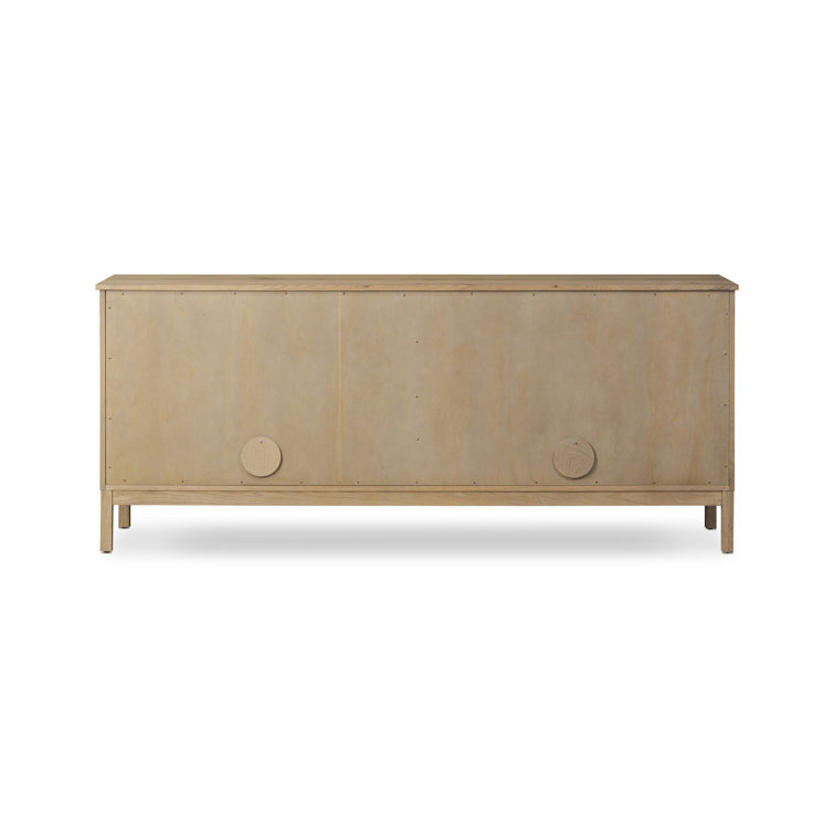 Aged Natural Oak Veneer Sideboard with Grid Pattern Doors