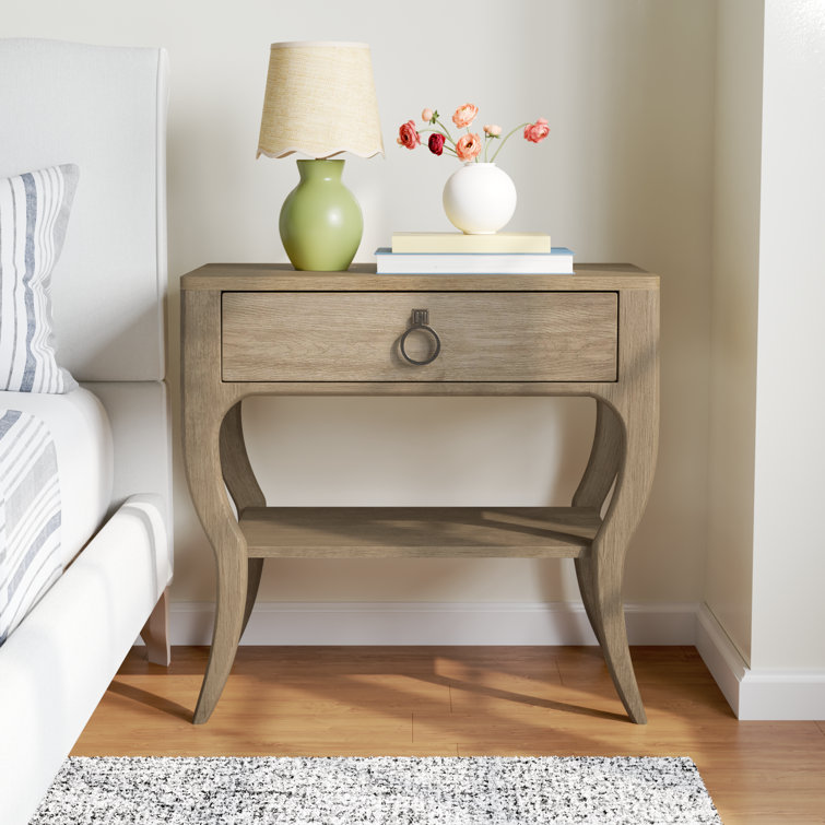 Sophie Transitional Single Drawer Nightstand in Warm Natural Oak