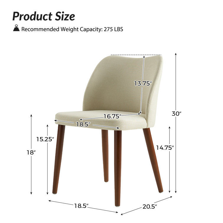 Ivory Upholstered Solid Wood Dining Chair Set of 4