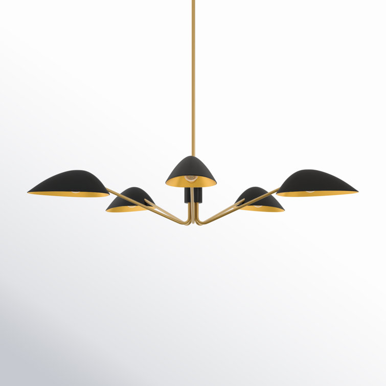Raelle 5-Light Aged Gold and Matte Black Metal Pendant
