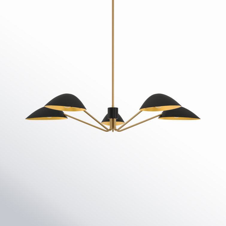 Raelle 5-Light Aged Gold and Matte Black Metal Pendant