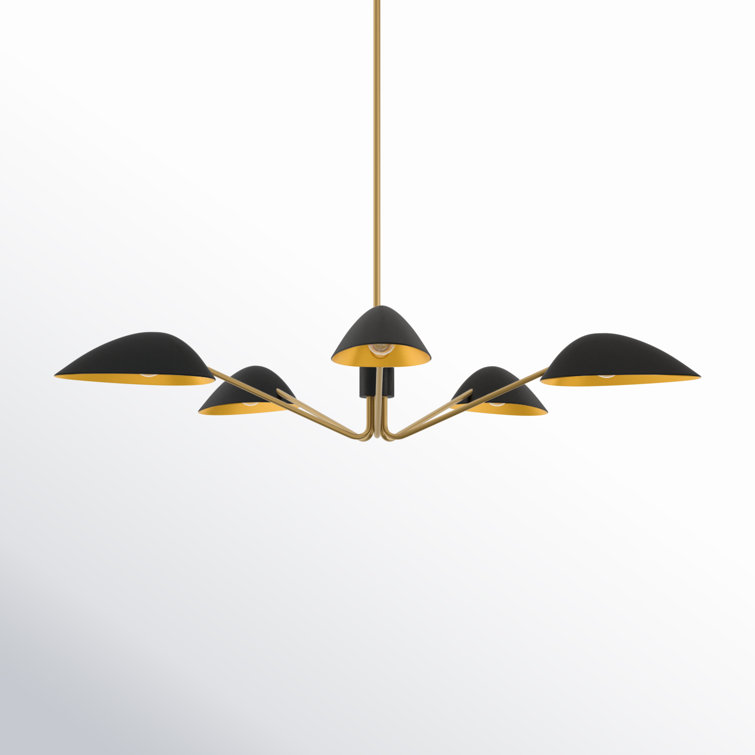 Raelle 5-Light Aged Gold and Matte Black Metal Pendant