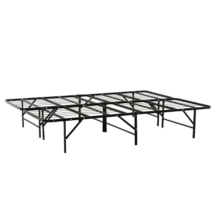 King Black Metal Platform Bed Frame with Storage