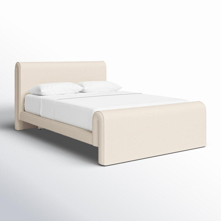 Queen Thames Cream Upholstered Bed with Headboard and Drawer