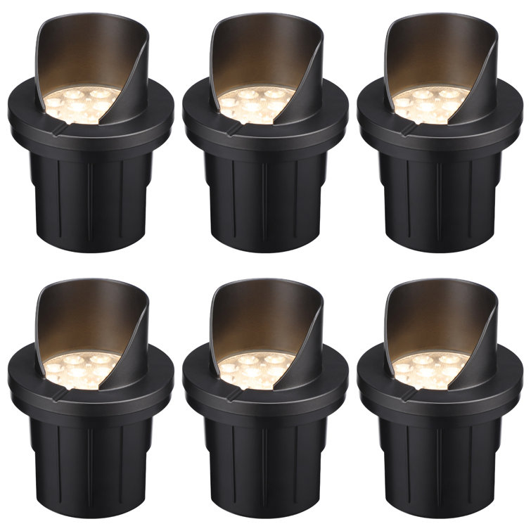 Black Aluminum 6W LED In-Ground Landscape Lights, Pack of 6