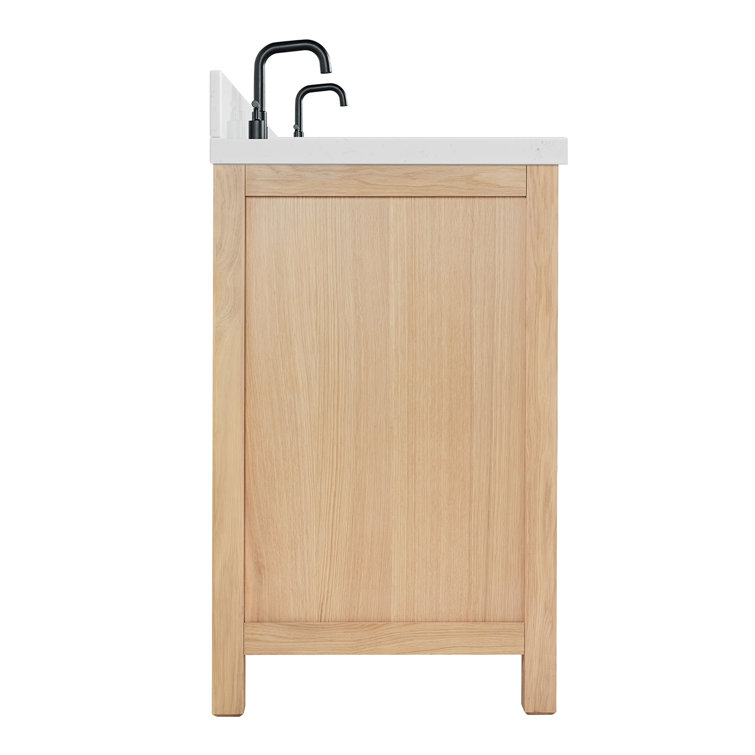 Cambridge 72" Double Sink Oak Vanity with Carrara Quartz Top