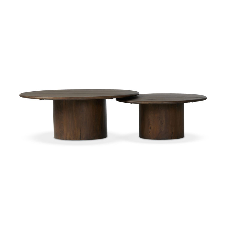 Stuart Aged Belgium Bleach Round Wood Nesting Coffee Tables