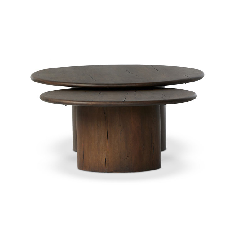 Stuart Aged Belgium Bleach Round Wood Nesting Coffee Tables